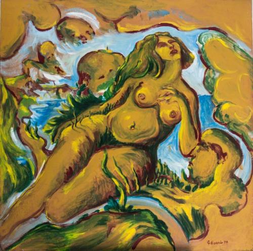 #29, Susanna and the Elders, 1974, Lacquer, 48x48